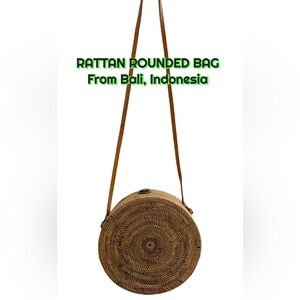 Bali Brown Round Woven Crossbody Bag